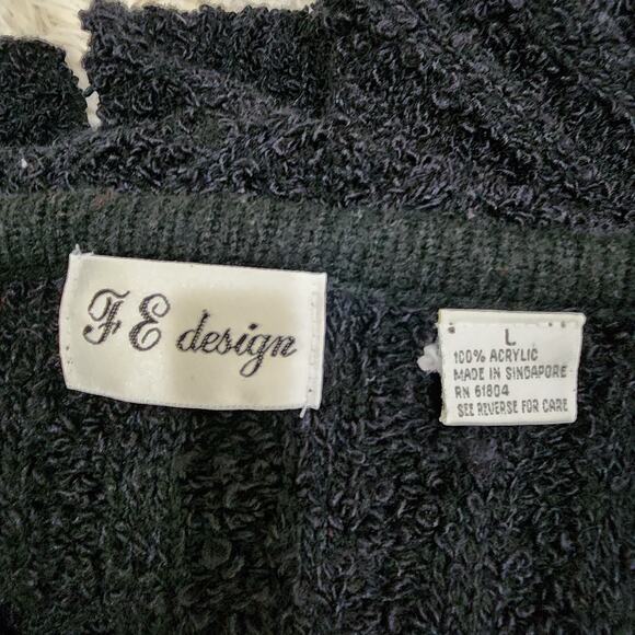Vintage FE Design Women's Black Button Down Sweater Cardigan Size Large - Picture 4 of 6